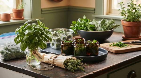 Editorial illustration for A Practical Guide to Storing Fresh Herbs: From Countertop to Freezer