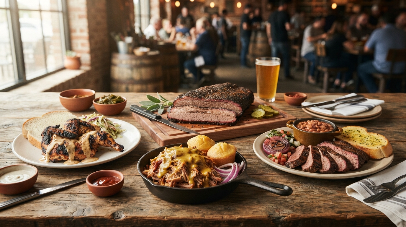Editorial illustration for Discovering America's Distinct BBQ Styles for Culinary Travelers