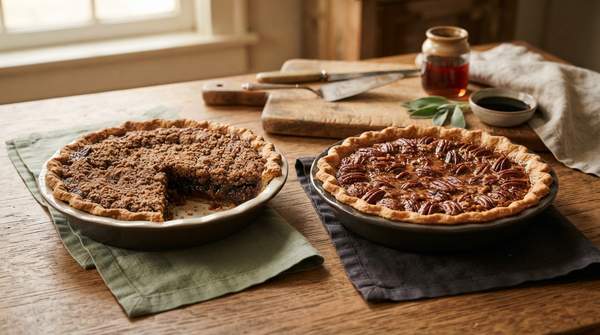 Editorial illustration for How Local Ingredients Shaped Pennsylvania's Shoofly and New England's Maple Pies